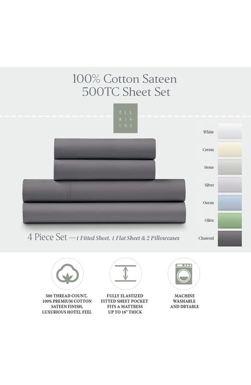 Ella Jayne Home 500 Thread Count Cotton Sateen 4-piece Sheet Set In Charcoal