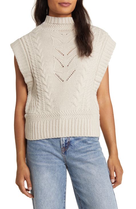 Cable Stitch Mock Neck Sweater Vest (Nordstrom Exclusive)