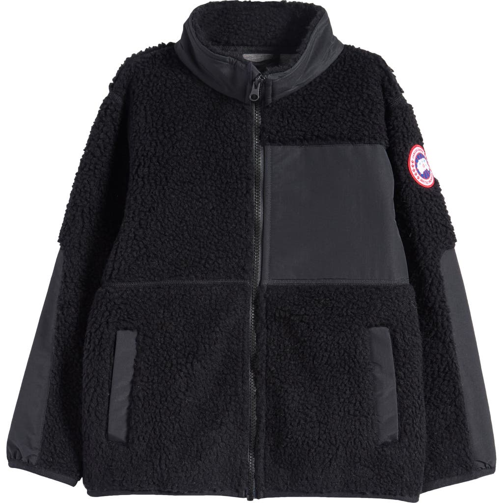 Canada Goose Kids Black Simcoe Zip Up Fleece Sweater In Black - Noir