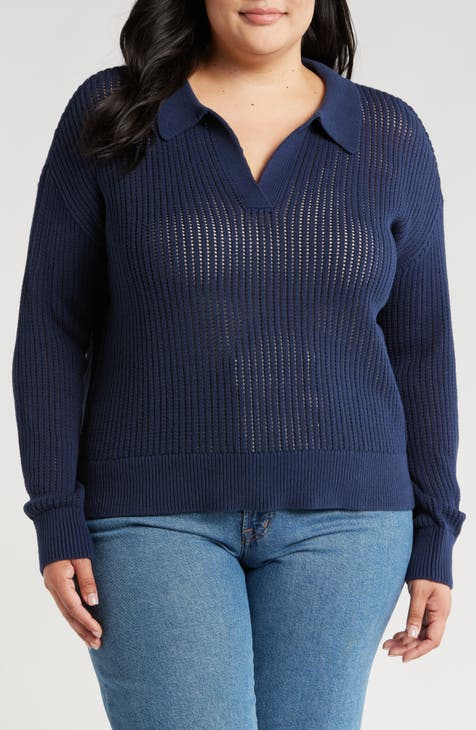 Pointelle Polo Sweater (Plus)