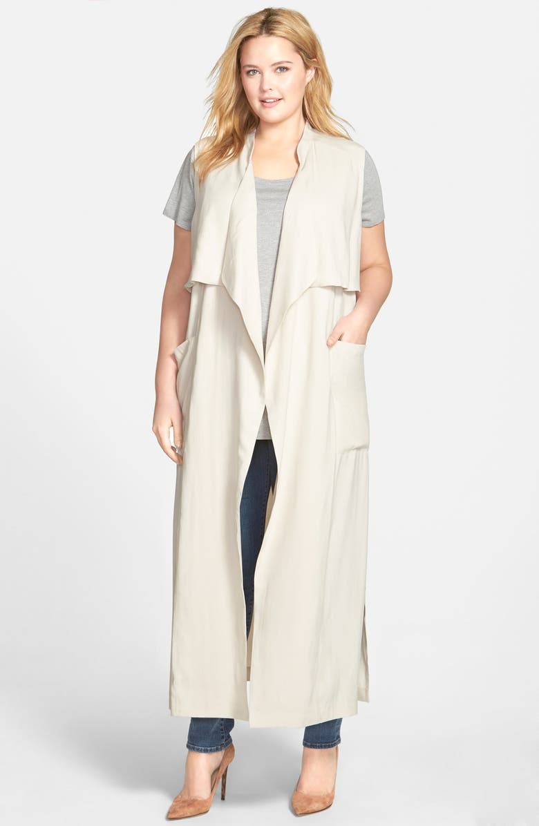 Sejour Open Front Sleeveless Trench Coat (Plus Size) | Nordstrom