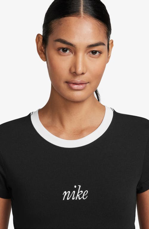 Shop Nike Sportswear Chill Logo Embroidered T-shirt In Black/white