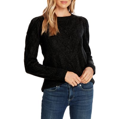 Cece Entwine Cable Knit Sweater, Black