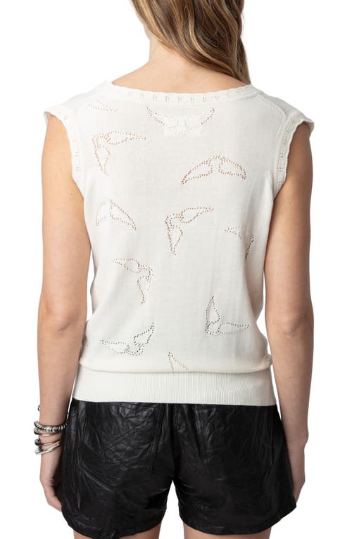 Shop Zadig & Voltaire Emmyl Sleeveless Cotton Pointelle Sweater In Ecru