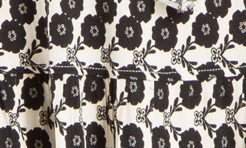 Shop Max Studio Floral Split Neck Tiered Dress In Cream/black