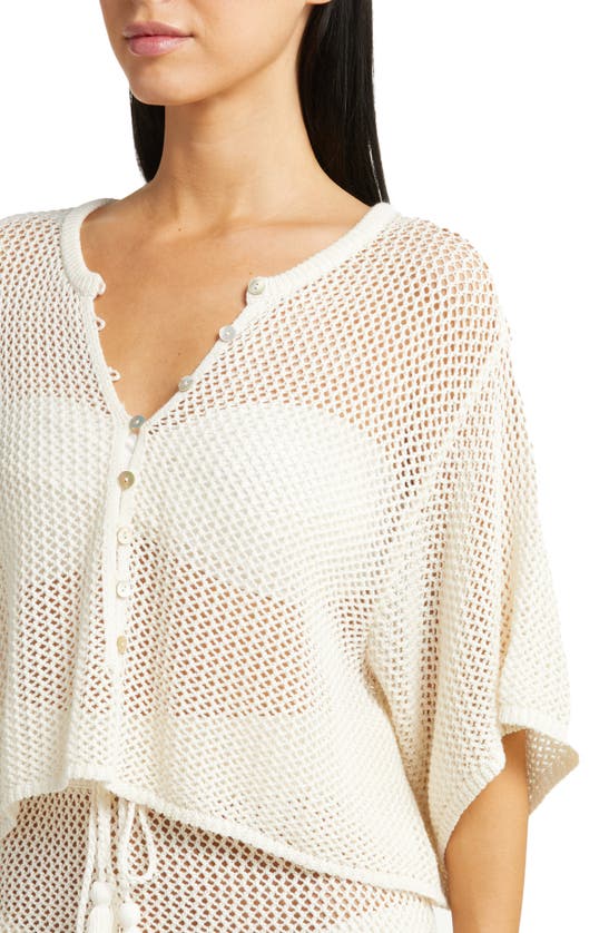 L*space Coast Is Clear Open Stitch Cotton Crop Cardigan In Cream