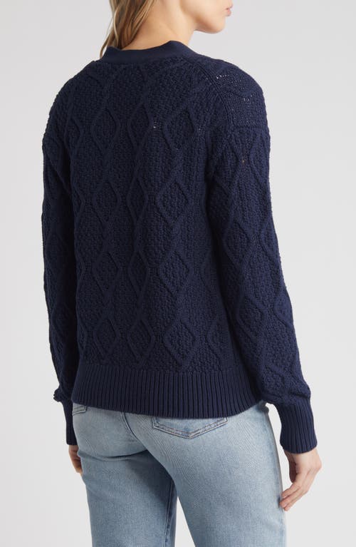 Shop Caslonr Caslon(r) Diamond Cable Knit Cardigan In Navy Blazer