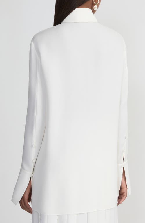 Shop Lafayette 148 New York Split Cuff Silk Shirt In Cloud