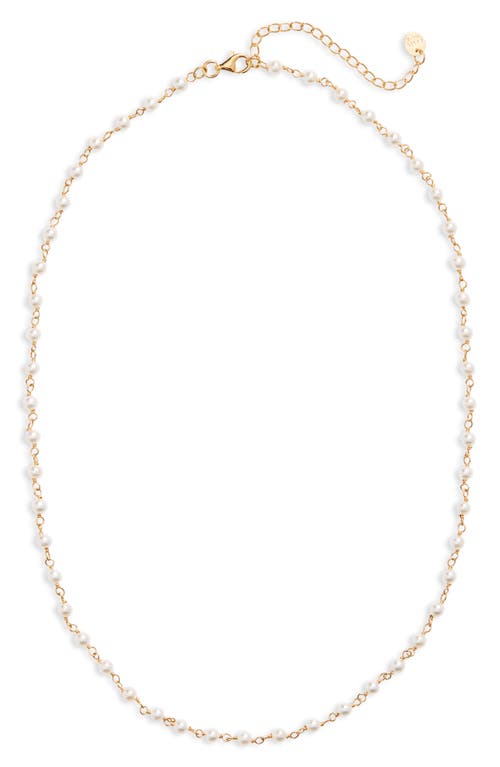 Shop Argento Vivo Sterling Silver Cultured Pearl Necklace In Gold