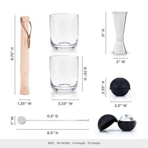 Viski 7-piece Muddled Cocktail Set In Silver