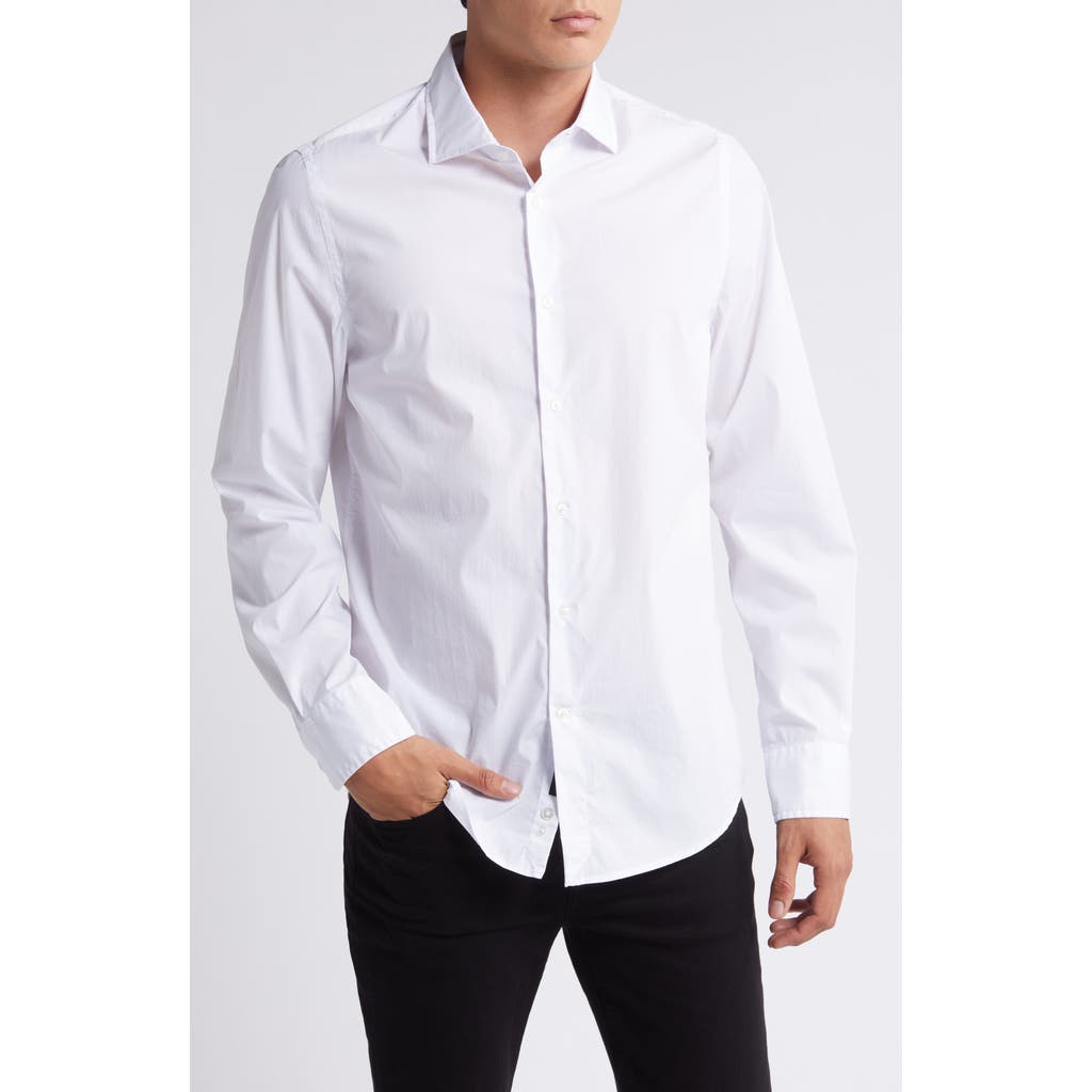 7 For All Mankind Slim Fit Stretch Poplin Button-up Shirt In White