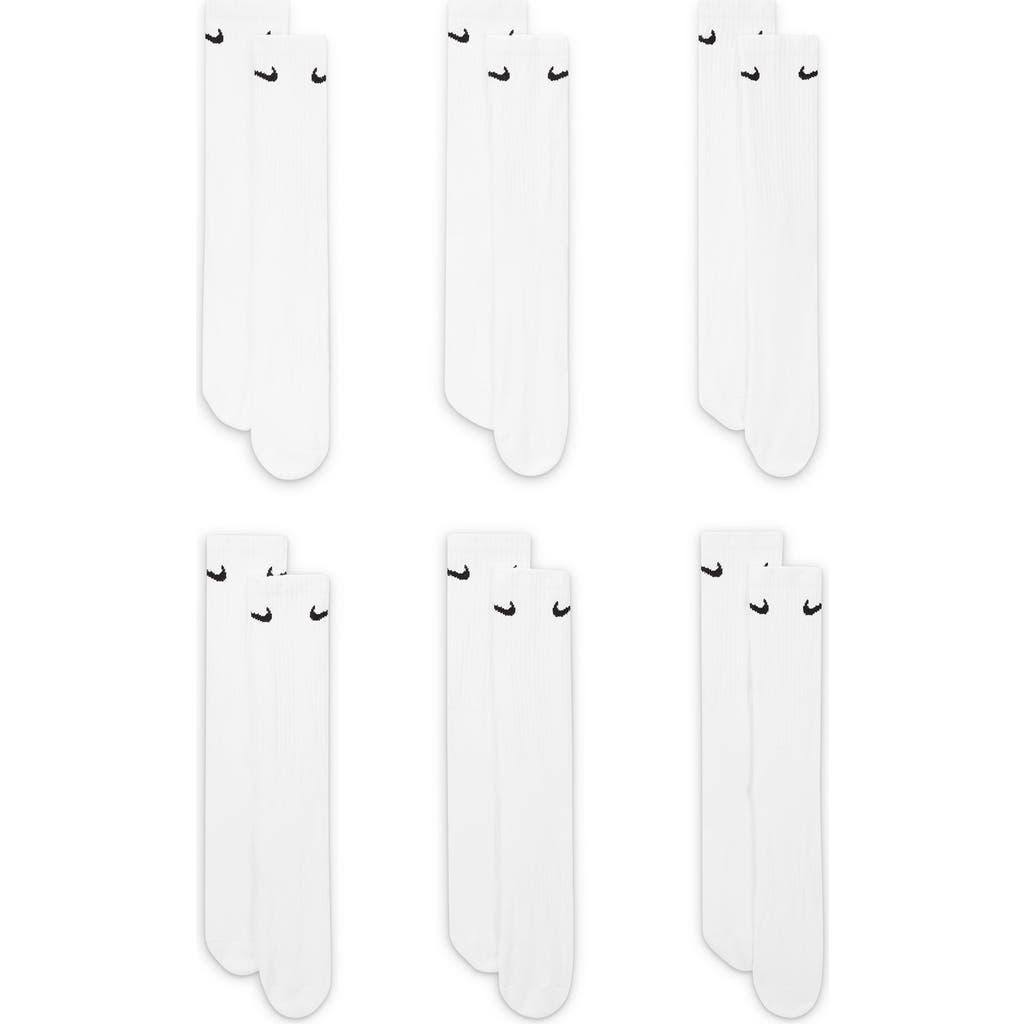 Nike Kids' 6-pack Everyday Cushioned Training Crew Socks In 100 White/black