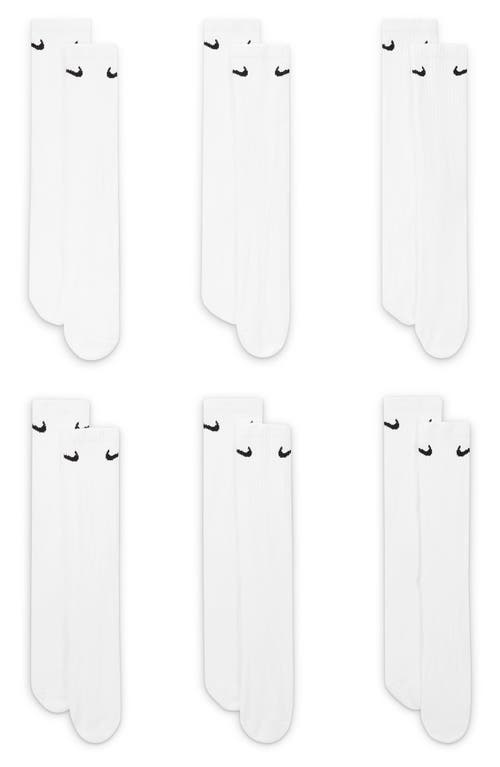 Nike Kids' 6-pack Everyday Cushioned Training Crew Socks In 100 White/black