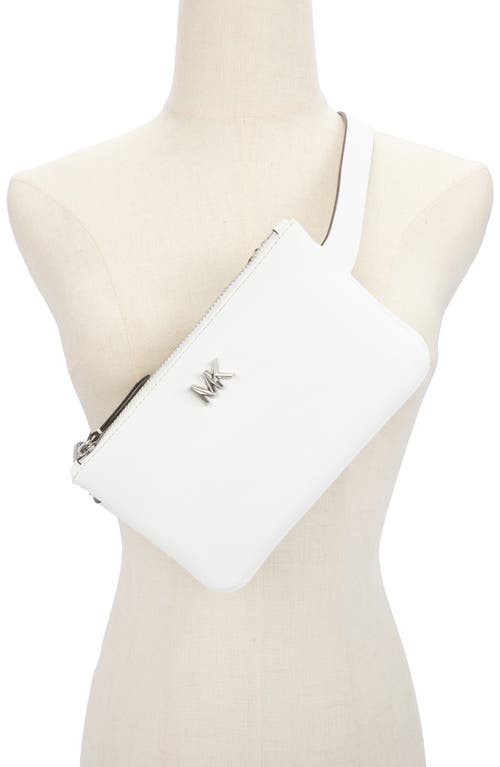 Shop Michael Michael Kors Reversible Leather Belt Bag In Optic White