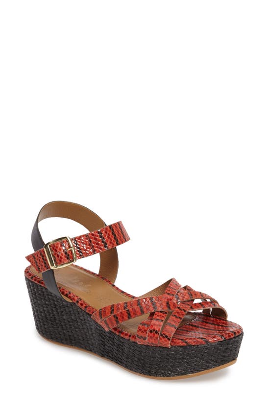 Shop Callisto Valencia Platform Wedge Sandal In Red Faux Leather