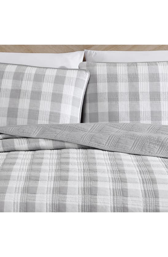 Eddie Bauer Lakehouse Plaid Cotton Quilt 3-piece Set In Grey