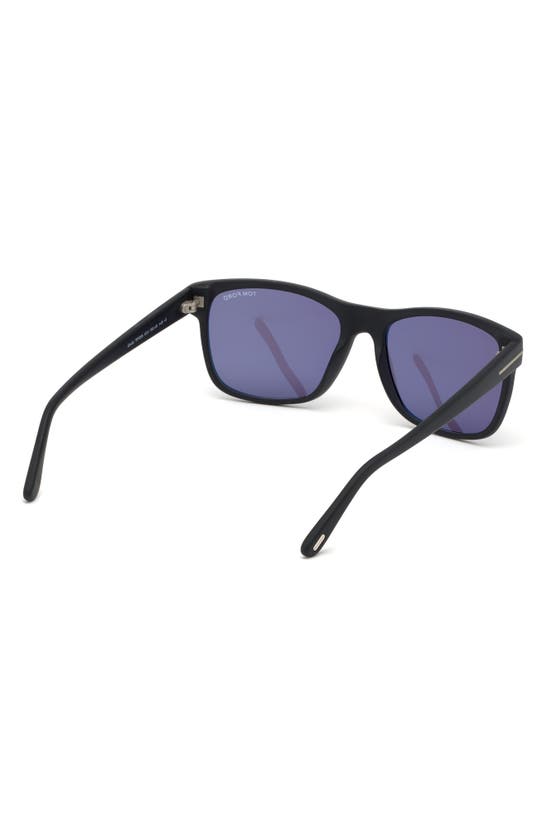 Shop Tom Ford Giulio 57mm Geometric Sunglasses In Matte Black/ Blue Smoke