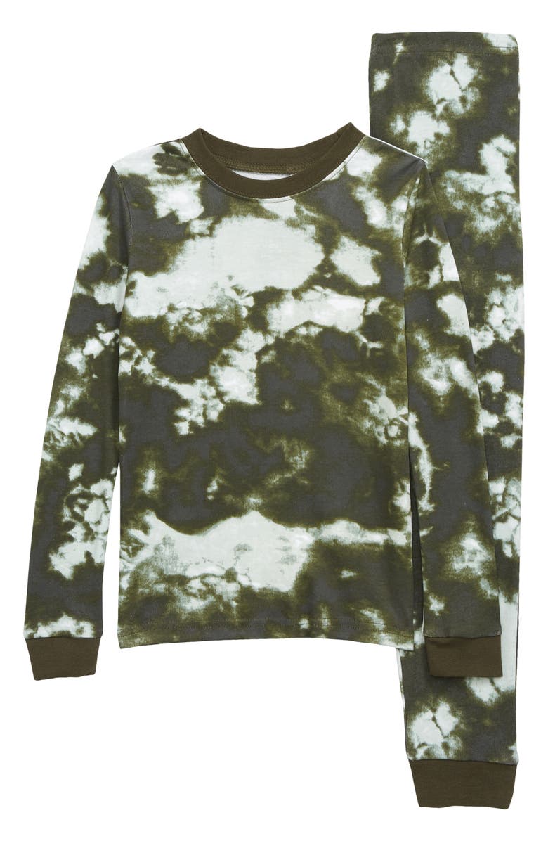 TUCKER + TATE Kids' Fitted Two-Piece Pajamas, Main, color, OLIVE SARMA TIE DYE
