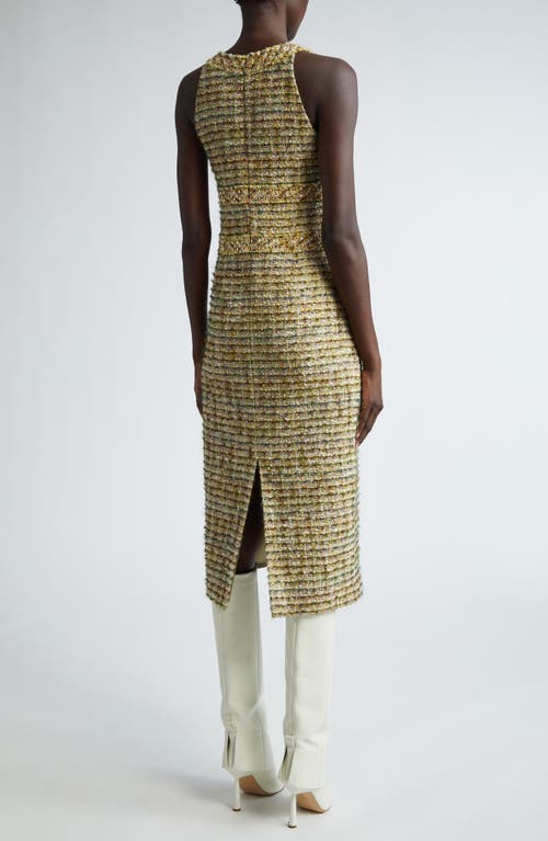 Shop St John St. John Collection Sleeveless Metallic Tweed Sheath Dress In Cypress/moss Multi