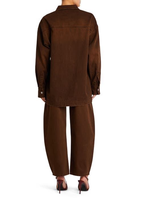 Ser.o.ya Storme Relaxed Shacket In Vintage Brown