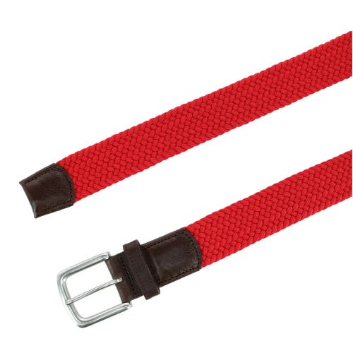Trafalgar Men's Riverside Woven Rayon Leather Belt In Red