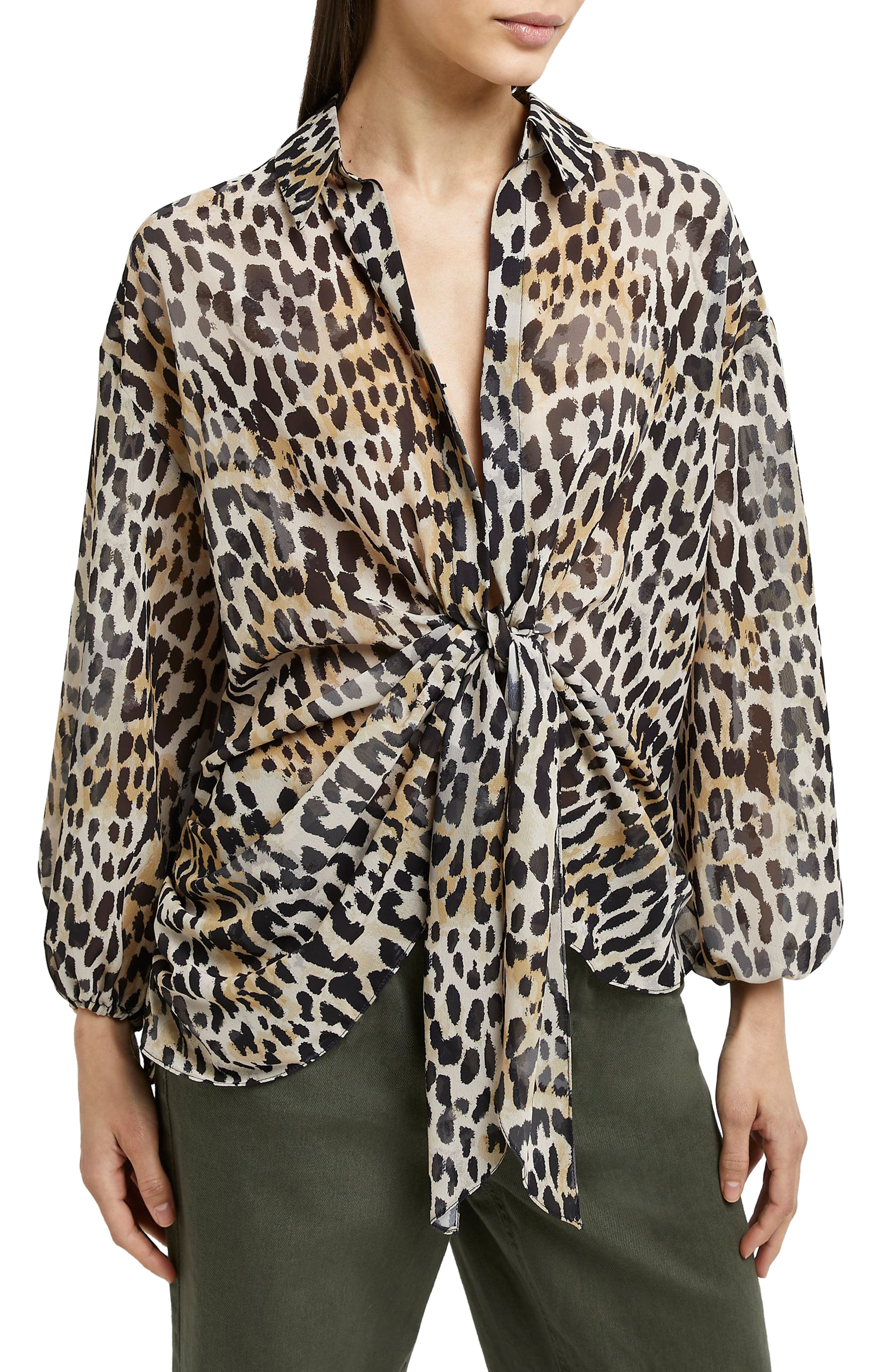 River Island Cheetah Print Twist Blouse 