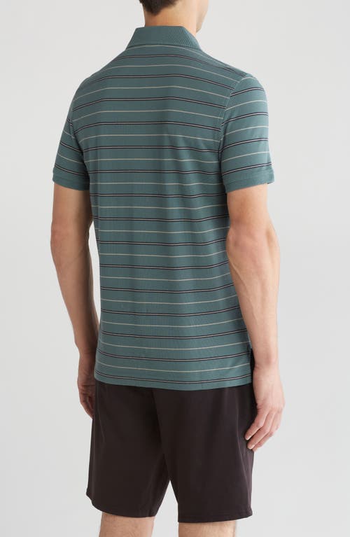 Shop Brooks Brothers Stripe Short Sleeve Cotton Polo In Green Multi