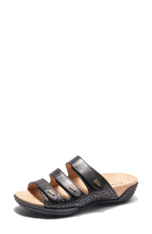 Halsa Footwear Hälsa Footwear Hälsa Delight Strappy Slide Sandal In Black Waxed/embossed