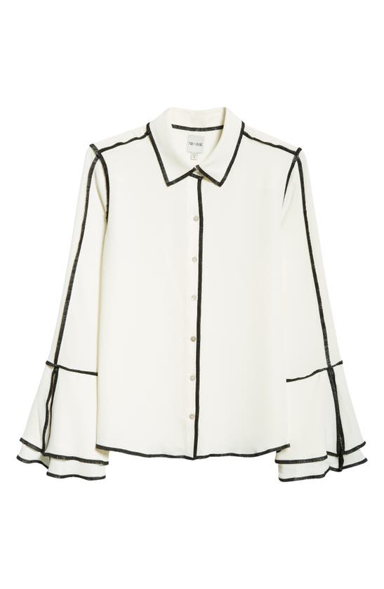 Shop Nic + Zoe Touch Of Trim Flare Sleeve Shirt In Classic Cream
