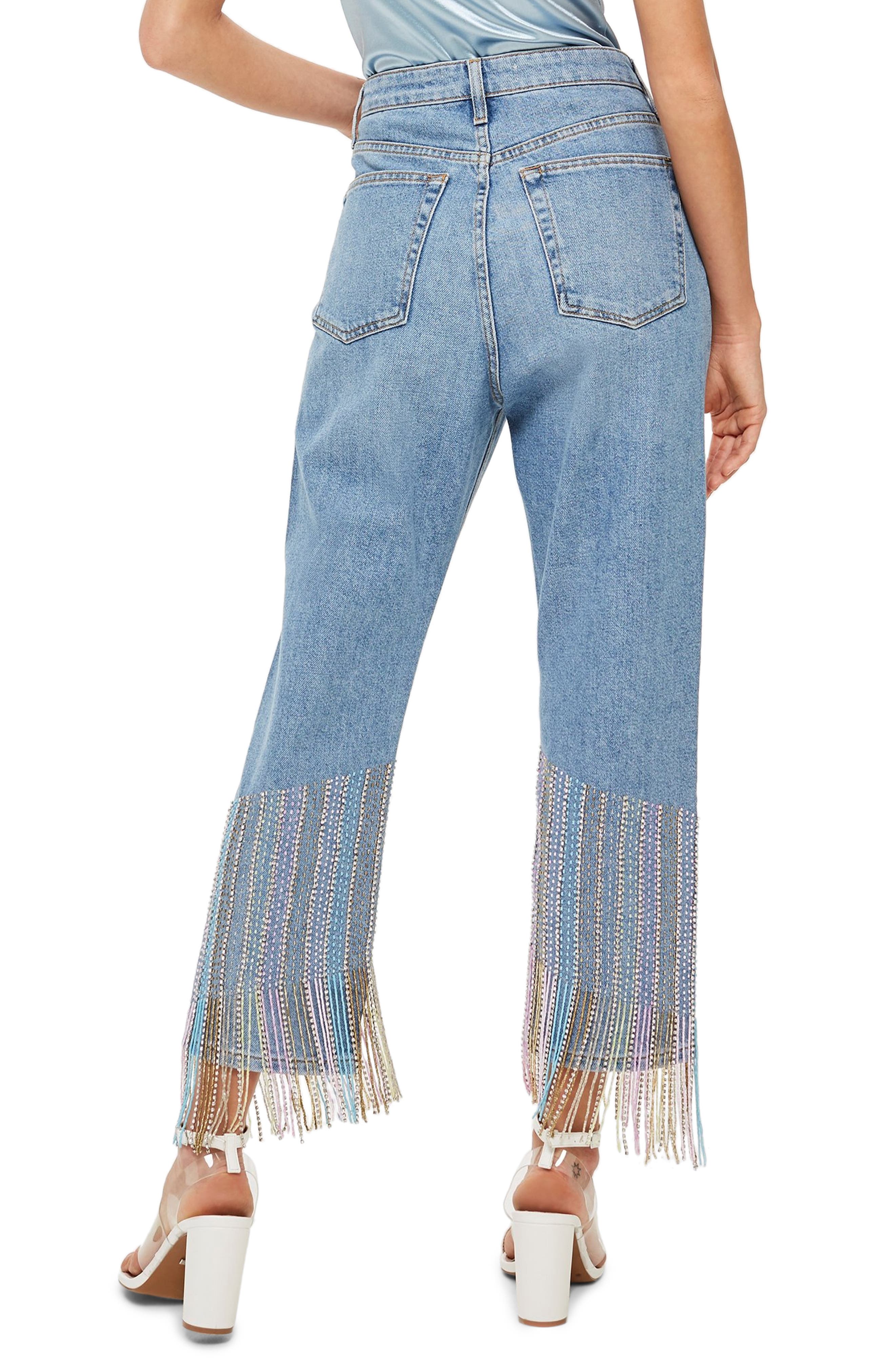 jeans with diamond fringe