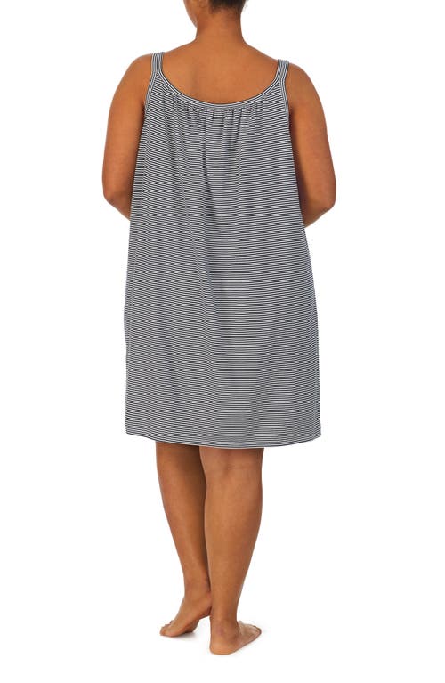 Ralph Lauren Plus Size Cotton Knit Double-strap Nightgown In Dark Blue/stripe