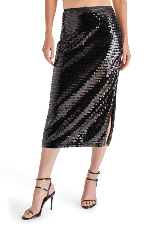 Dinah Sequin Midi Pencil Skirt in Black
