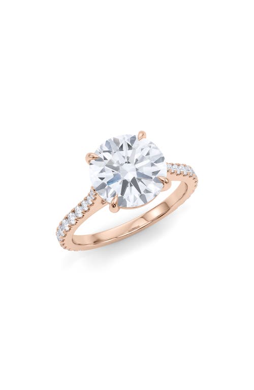 Shop Hautecarat Round Brilliant Cut Pavé Lab Created Diamond Ring In 2.50 Ctw 18k Rose Gold