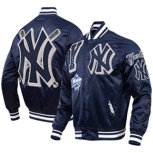 Men's Pro Standard Navy New York Yankees Mash Up Satin Full-Snap Jacket