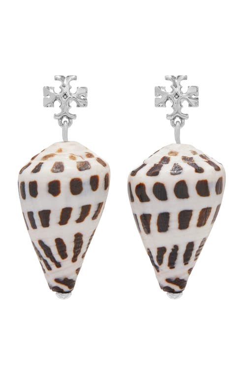 Tory Burch Shell Drop Earrings in Silver /Black Brown /Ivory at Nordstrom