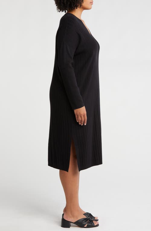 Shop Caslonr Caslon(r) Long Sleeve Rib Sweater Dress In Black