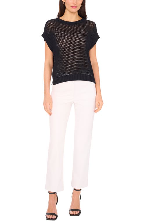 Shop Halogenr Halogen(r) Open Stitch Cotton Crop Sweater Vest In Rich Black