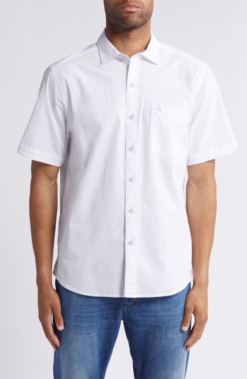 Tommy Bahama Nova Wave Stretch Short Sleeve Seersucker Button-up Shirt In White