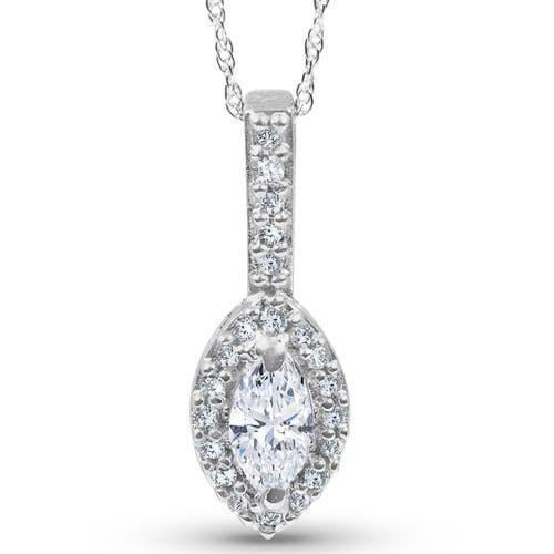 Shop Bliss Diamond 1/2ct Marquise Halo Pave Lab Grown Diamond Solitaire Pendant 14k Gold In 14k White Gold