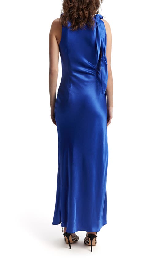 Shop Bardot Reese Sleeveless Satin Maxi Dress In Cobalt