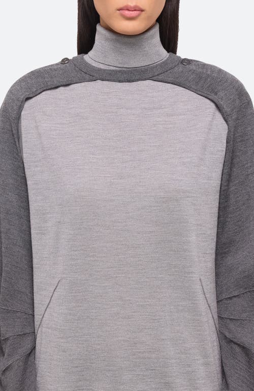 Helmut Lang Fine-knit Turtleneck Top With Detachable Shrug In Light Heather Grey/grey - 27d