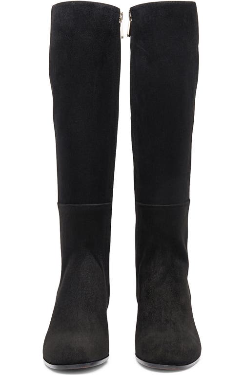 Santoni Suede Block-heel Knee Boots In Black