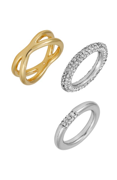 3-Pack Assorted Crystal Rings