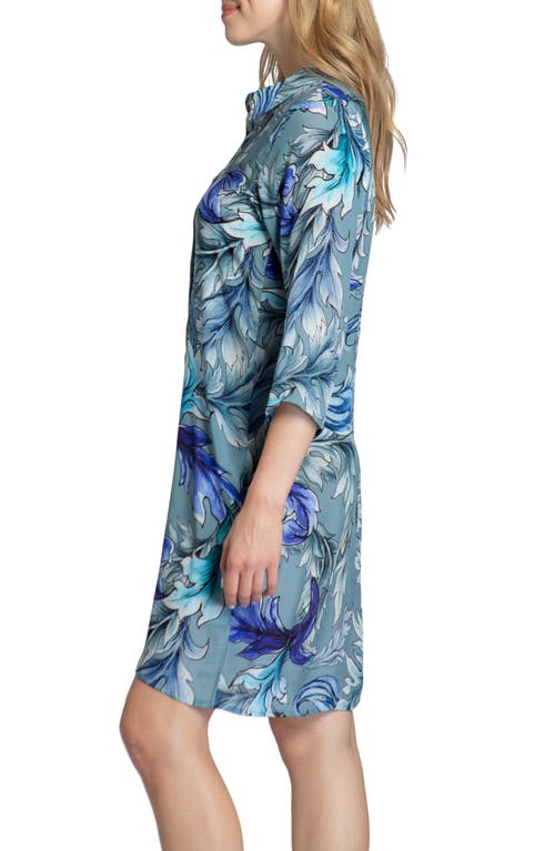 Shop Apny Cupro Blend Shirtdress In Blue Multi