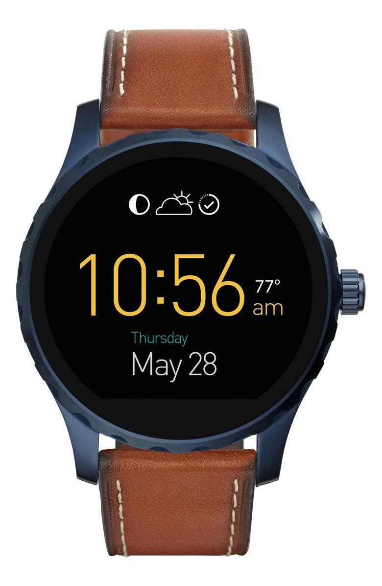 Fossil Q Marshal Leather Strap Digital Smart Watch, 45mm | Nordstrom