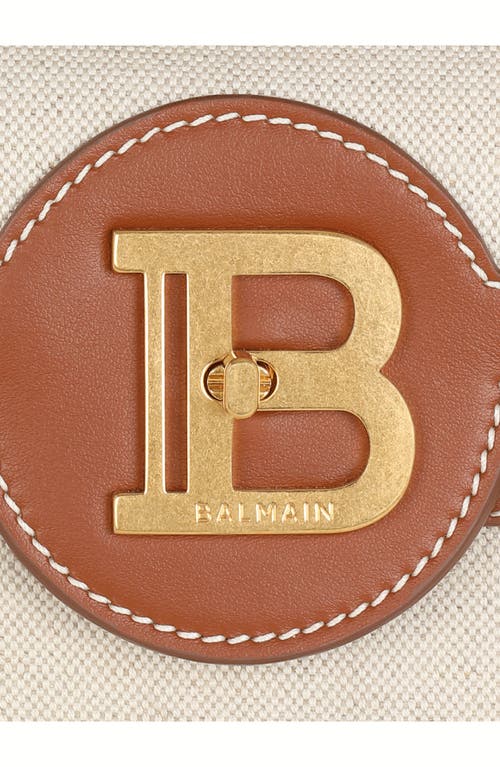 Balmain B-buzz 23 Canvas & Leather Top Handle Bag In Gem Natural/brown