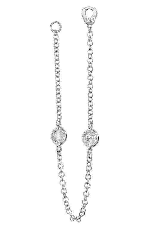 Single Double Scallop Set Diamond Chain Connecting Charm in White Gold