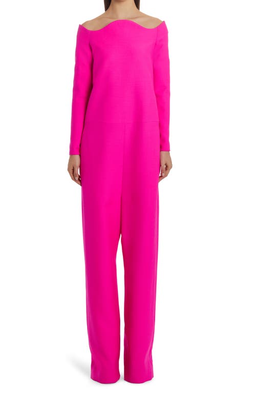 Valentino Garavani Off the Shoulder Wool & Silk Crepe Jumpsuit in Pink Pp Uwt at Nordstrom, Size 6 Us