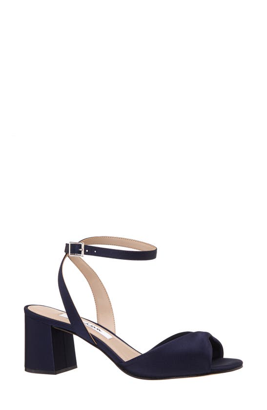 Shop Nina Nigella Glitter Ankle Wrap Sandal In New Navy Luster Satin