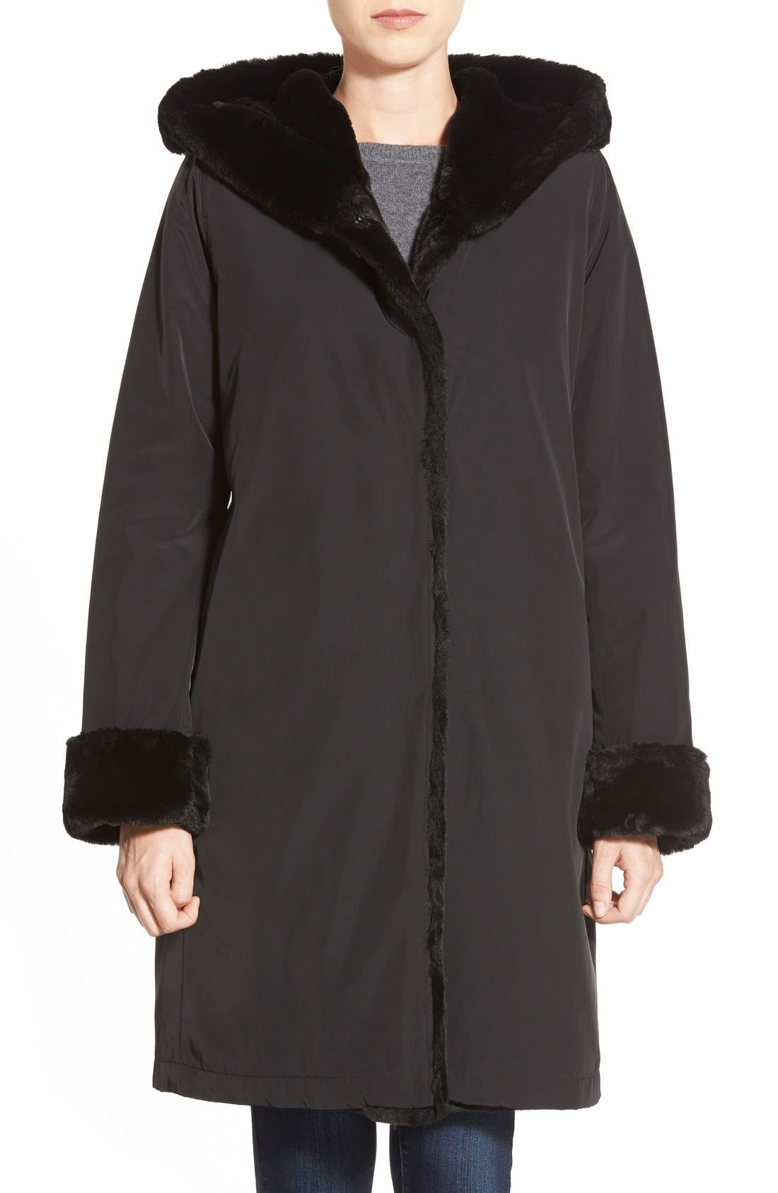 Jane Post Faux Fur Lined Aline Storm Coat Nordstrom